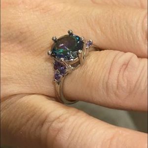 NEW Mystic gemstone CZ crystal ring